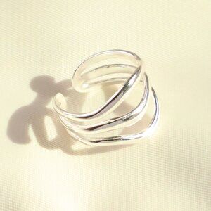 Julie Vos Adjustable Ring - Wave - Silver